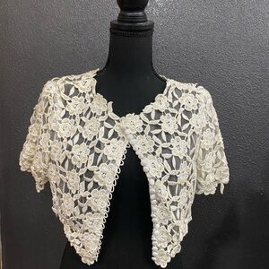 Ivory Floral Bolero with Sequin